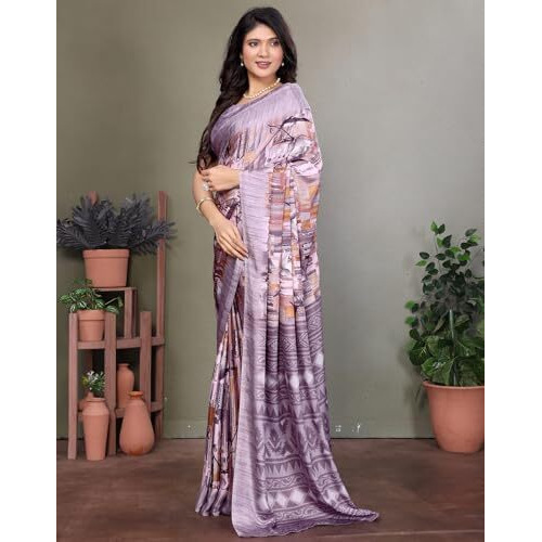 Yashika Women's Tussar Silk Printed Saree With Blouse Material |saree for Women | saree collection 2025 | New Sari | Latest Saree (AZ-YS-P1-NIRMALA PURPLE)