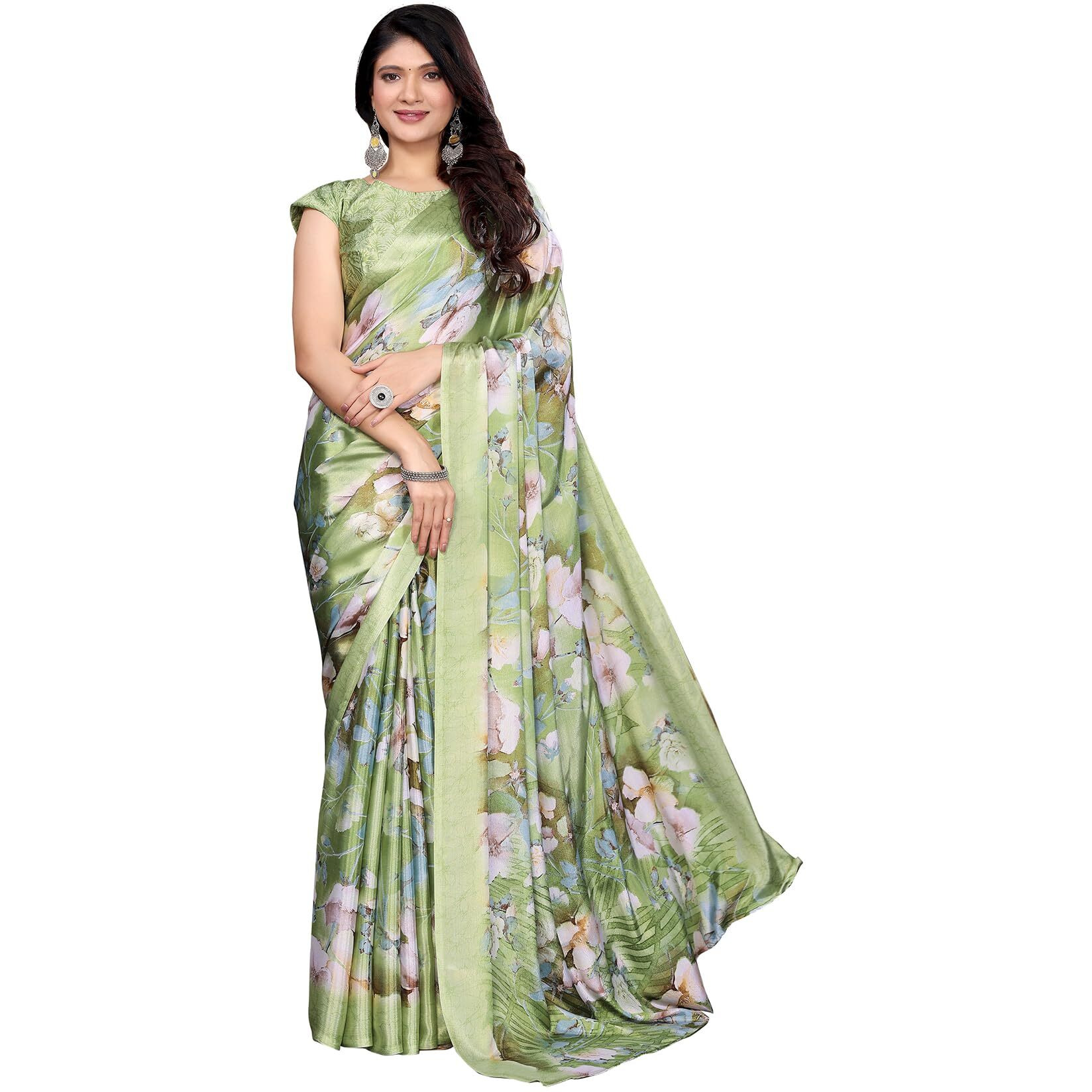Yashika Women's Tussar Silk Printed Saree With Blouse Material |saree for Women | saree collection 2025 | New Sari | Latest Saree (AZ-YS-P1-SHAHINA PISTA)