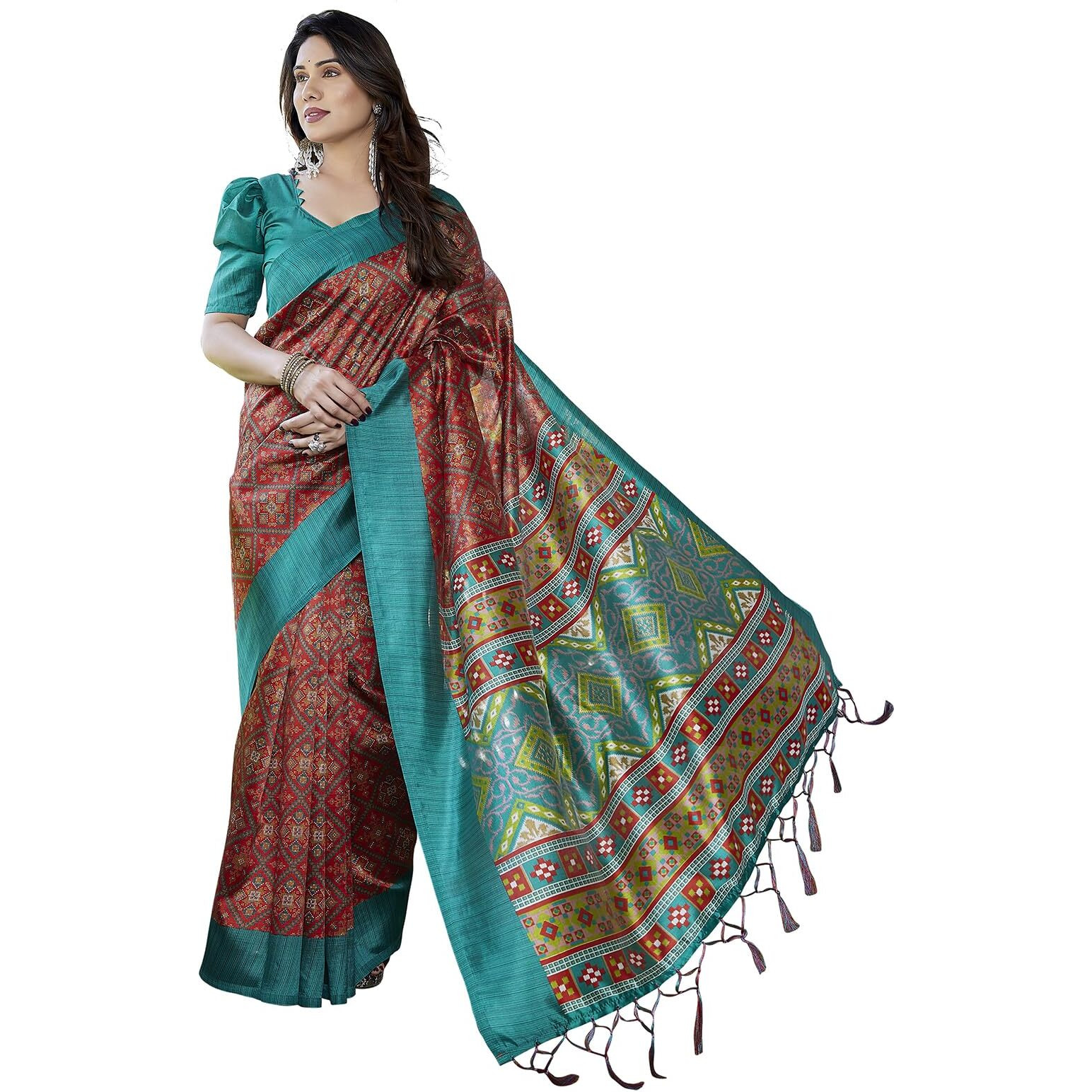 Yashika Women's Printed Art Silk Women Saree Kanjivaram Saree with Blouse Material |saree for Women | Saree | New Sari | Latest Saree (AZ-YS-P1-KAPALI RED JHALAR)