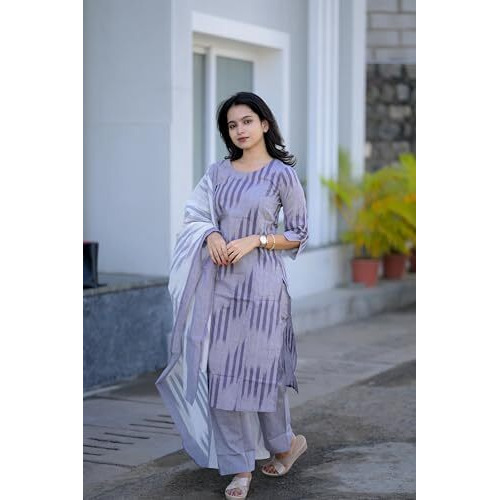 ANNI DESIGNER Women's Rayon Viscose Straight Printed Kurta with Pant & Dupatta (Jumera Blue_XXL_Blue_XX-Large)