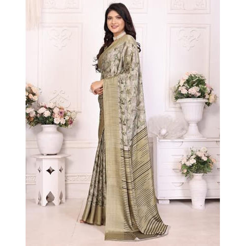 Yashika Women's Tussar Silk Printed Saree With Blouse Material |saree for Women | saree collection 2025 | New Sari | Latest Saree (AZ-YS-P1-SULEKHA PISTA)