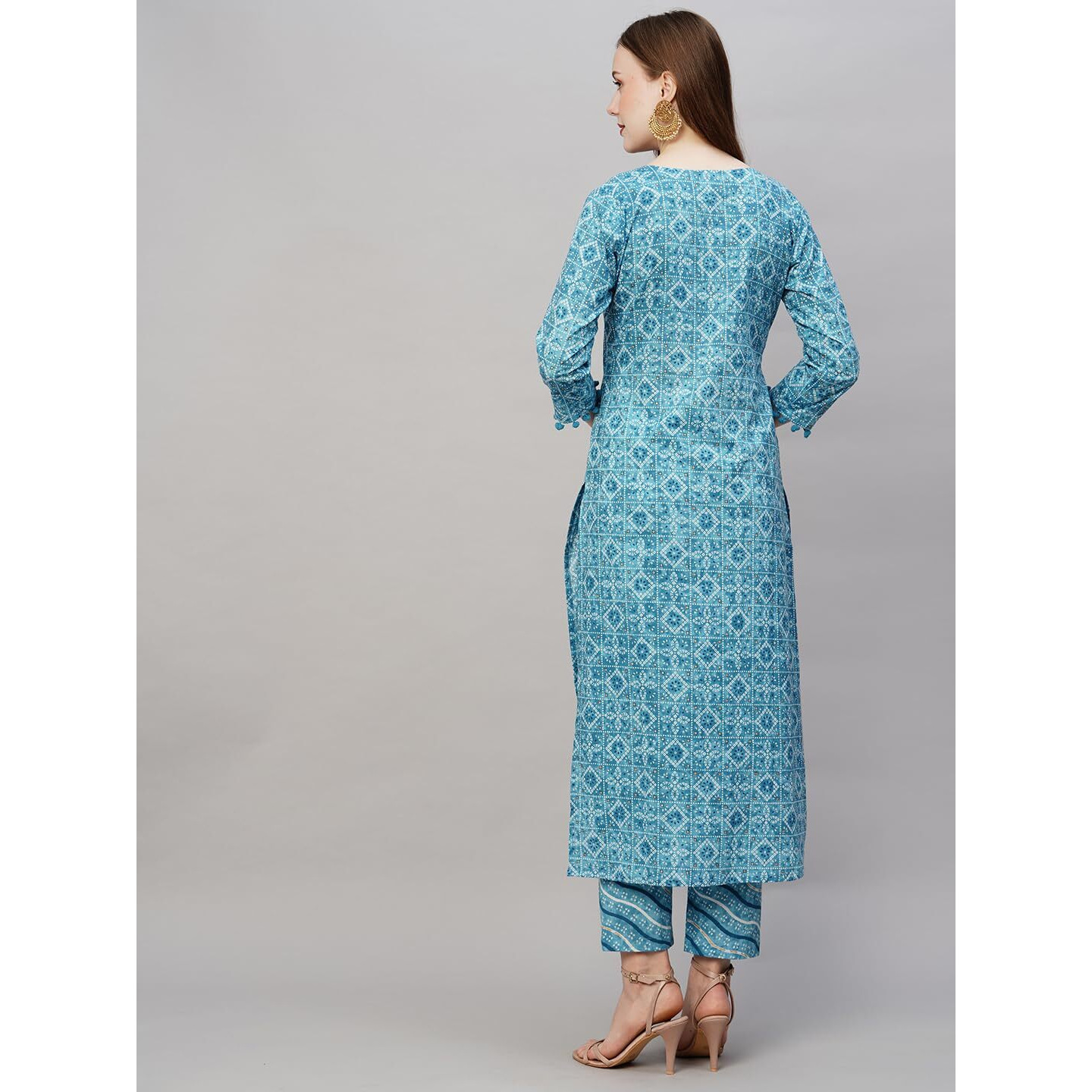 ANNI DESIGNER Women's Cotton Blend Printed Straight Kurta with Pant (Dagi Blue_XXL_Blue_XX-Large)