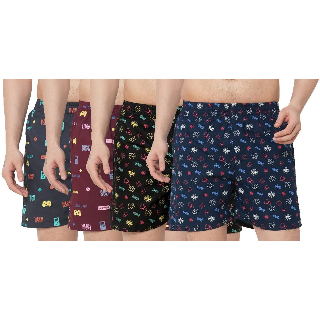 ANNI DESIGNER Men's Cotton Printed Boxer Shorts (Pack of 4) (ANL-BXR-PACK-4-AN-026_M_Multi_ Medium) Multicolour