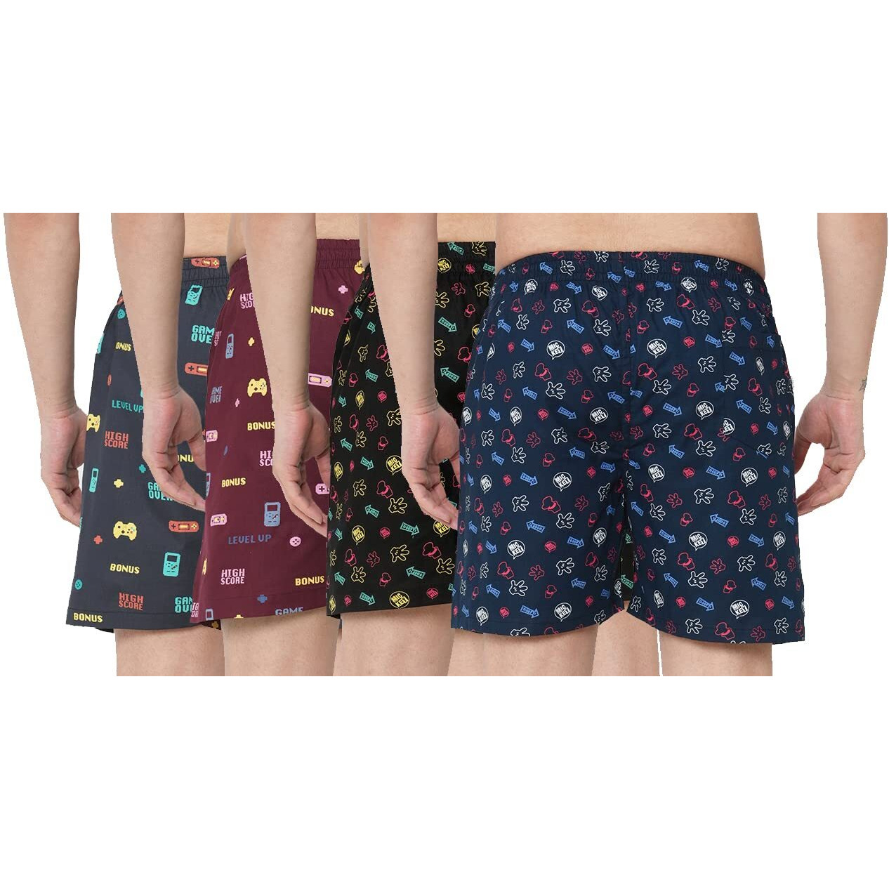 ANNI DESIGNER Men's Cotton Printed Boxer Shorts (Pack of 4) (ANL-BXR-PACK-4-AN-026_M_Multi_ Medium) Multicolour