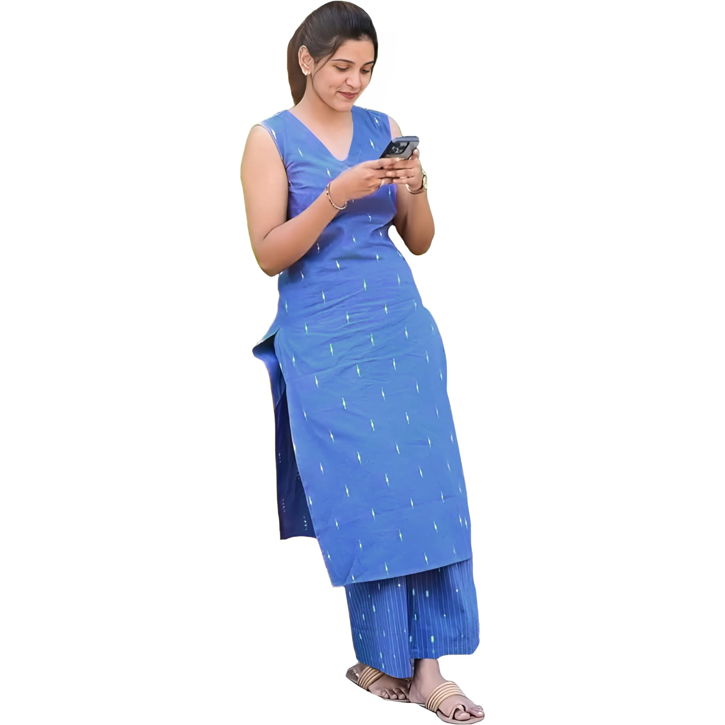 ANNI DESIGNER Women's Rayon Viscose Anarkali Printed Kurta with Pant (Numanta Blue_XL_Blue_X-Large)