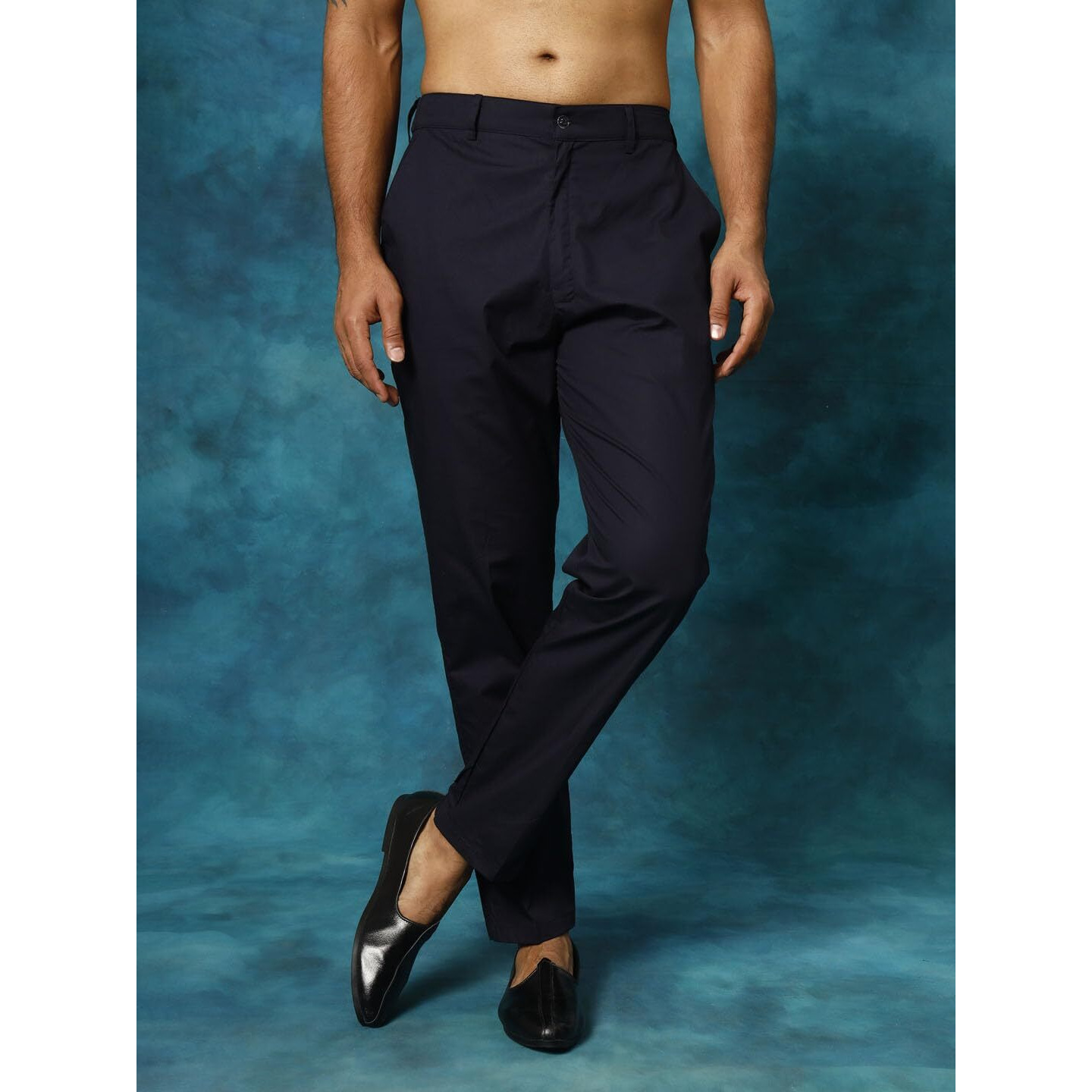 VASTRAMAY Men's Navy Blue Cotton Pant Style Pyjama_VASMPANT007NB_36