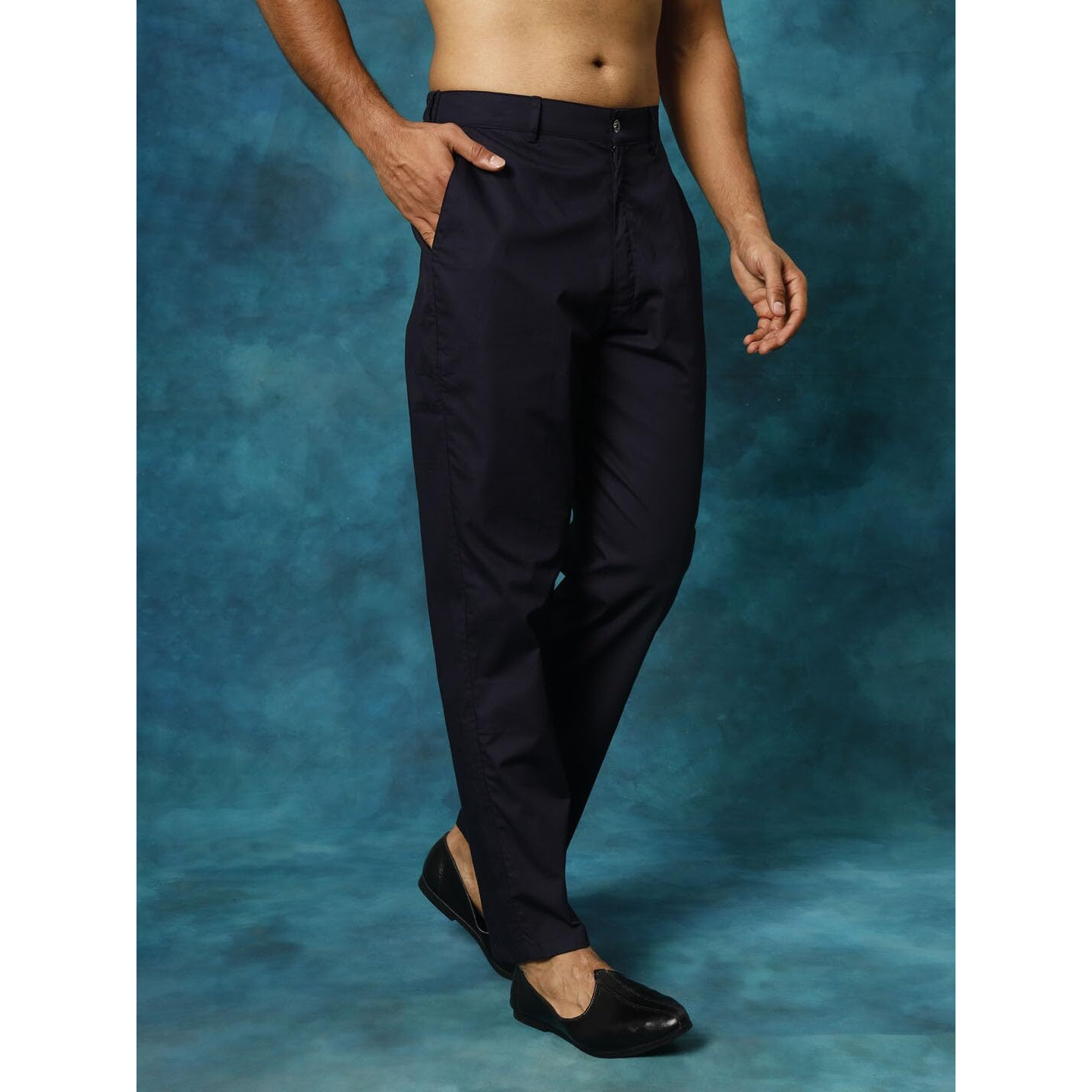 VASTRAMAY Men's Navy Blue Cotton Pant Style Pyjama_VASMPANT007NB_36