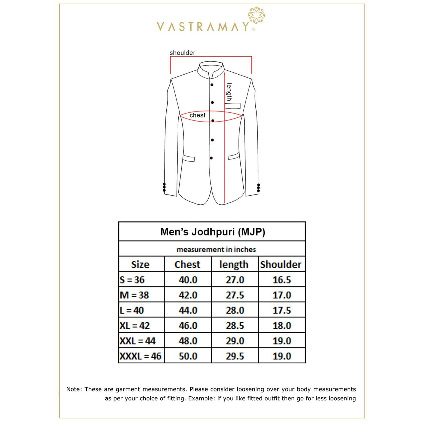 VASTRAMAY Men's Coffee Jacquard Jodhpuri