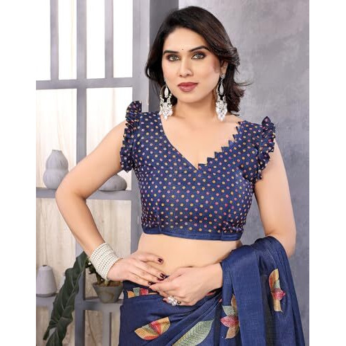 Yashika Women's Printed Art Silk Women Saree Kanjivaram Saree with Blouse Material |saree for Women | Saree | New Sari | Latest Saree (AZ-YS-P1-DENISHA NAVY JHALAR)