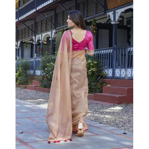 Yashika Women's New Bollywood Soft Tissue Silk Saree With Blouse Material |saree for Women | New Sari | Latest Saree (AZ-YS-P3-SUMIKA GOLD)