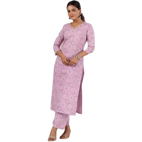 ANNI DESIGNER Women's Rayon Blend Straight Printed Kurta with Palazzo (Diroz Green_S_Green_Small)