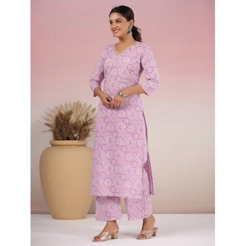 ANNI DESIGNER Women's Rayon Blend Straight Printed Kurta with Palazzo (Diroz Green_S_Green_Small)