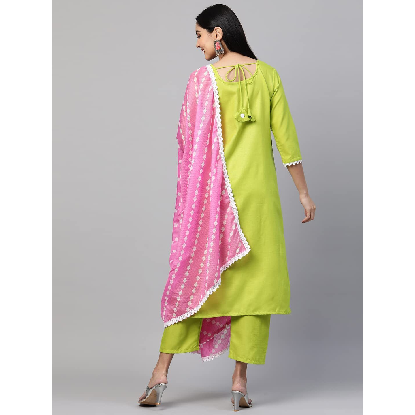 ANNI DESIGNER Women's Cotton Straight Kurta with Pant & Dupatta (VARUNI Light Green_XXL_Light Green_XX-Large)