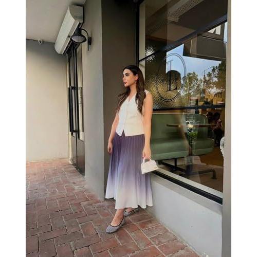 ANNI DESIGNER Women's Rayon Viscose Printed Maxi Dress Set (SARWALA White_XXL_White_XX-Large)