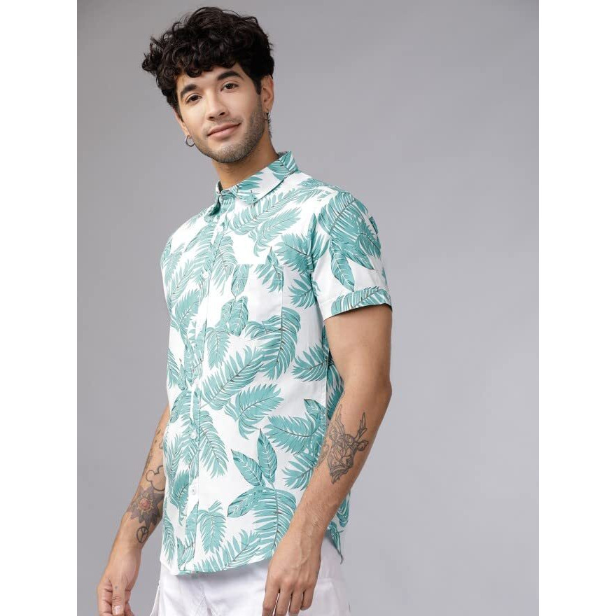 ANNI DESIGNER Men's Cotton Blend Digital Printed Stitched Half Sleeve Shirt (BWL White-NW3_XXL_White_XX-Large)