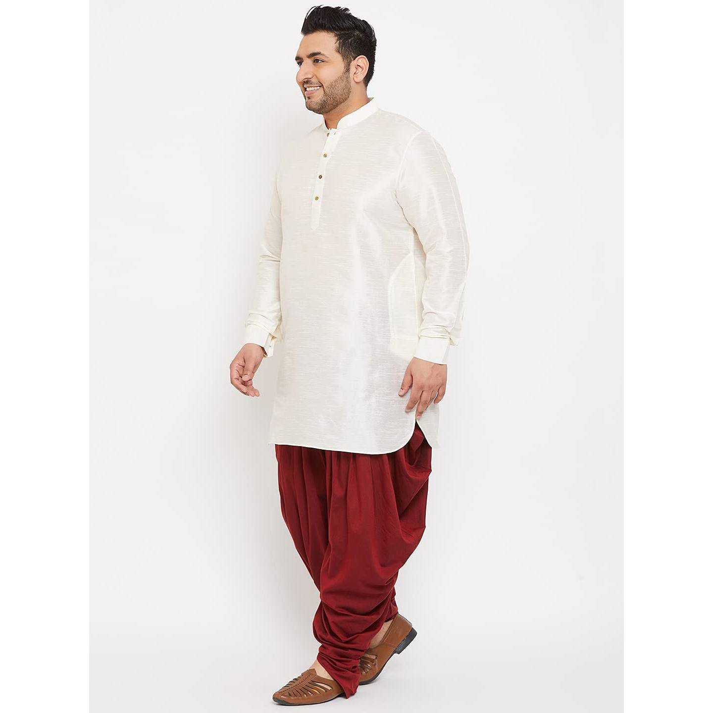 VASTRAMAY Plus Men's Aqua Blue Silk Blend Kurta (VPLUSMK001AQ_44)