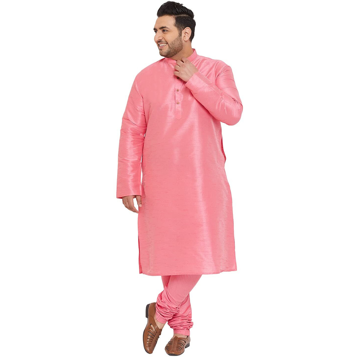 VASTRAMAY Plus Size Men's Silk Blend Kurta Set-New