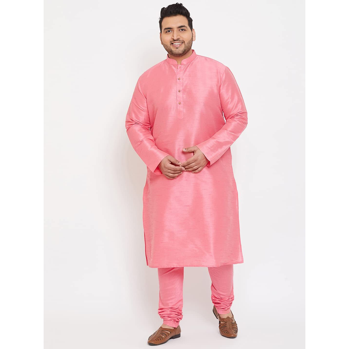 VASTRAMAY Plus Size Men's Silk Blend Kurta Set-New