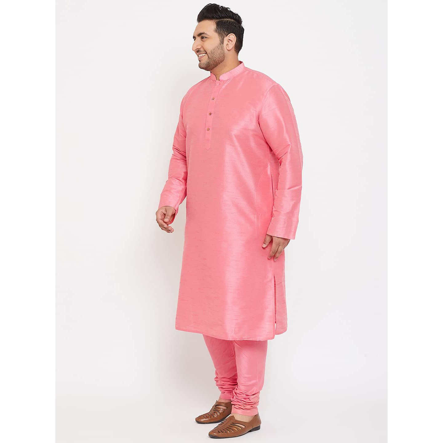 VASTRAMAY Plus Size Men's Silk Blend Kurta Set-New