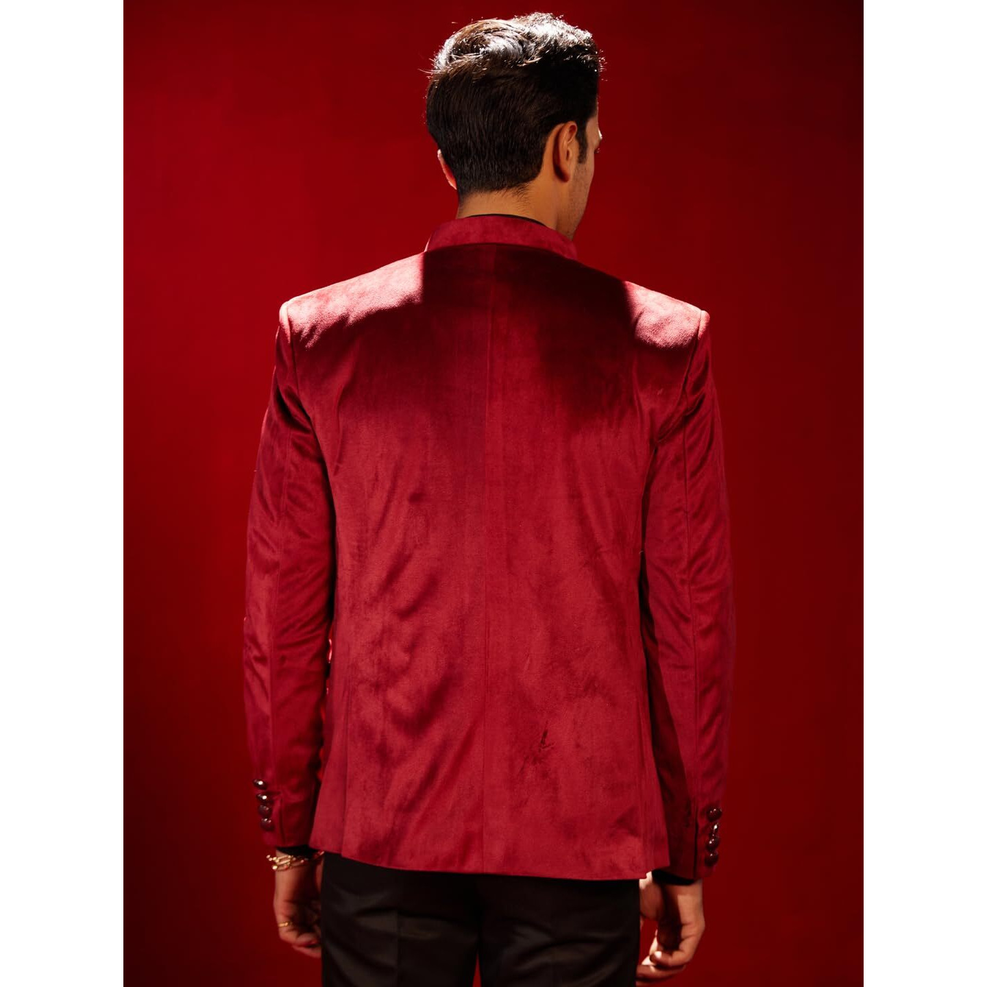 VASTRAMAY Men's Maroon velvet Jodhpuri | Maroon Velvet Jodhpuri Bandhgala For Men