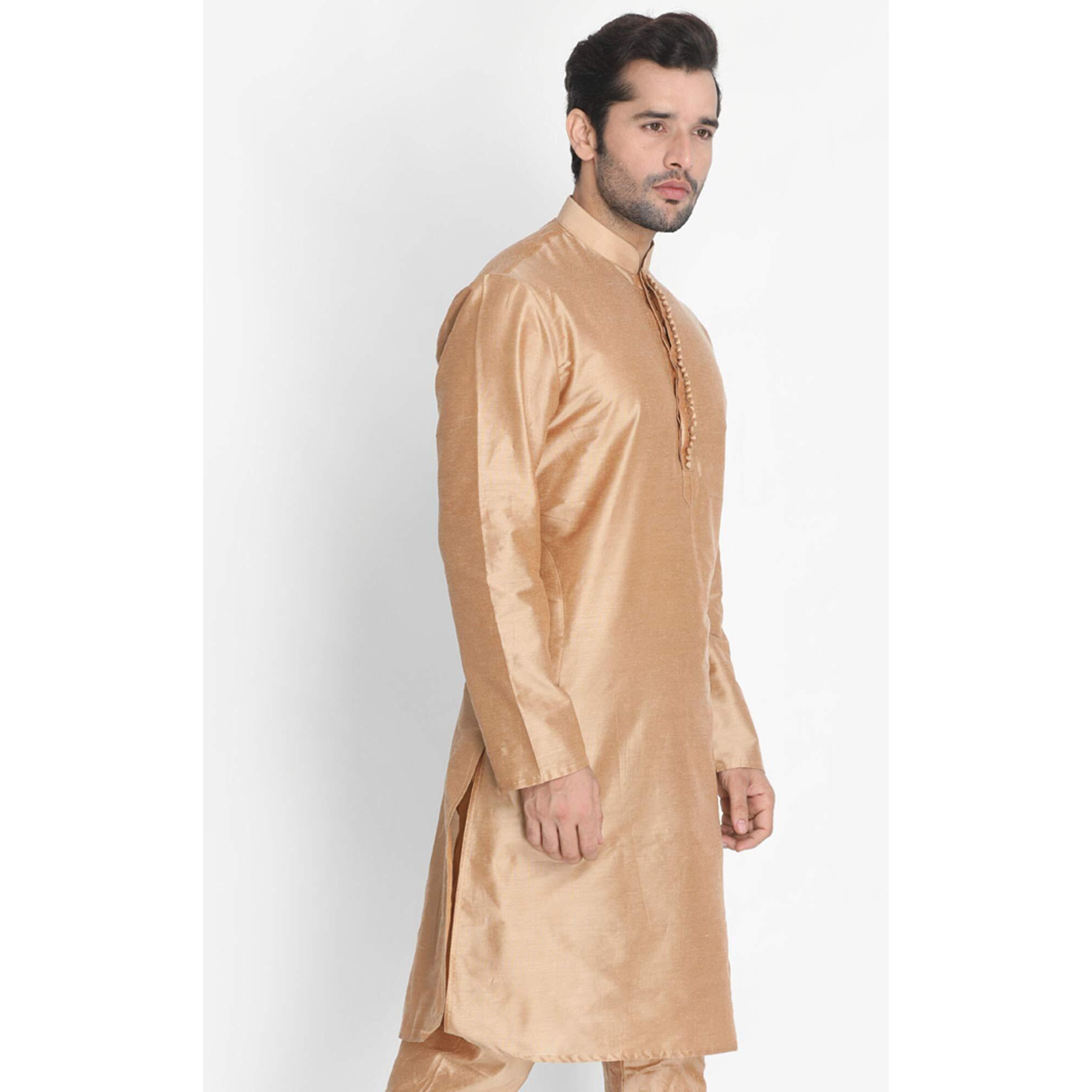 VASTRAMAY Men's Rose Gold Cotton Silk Blend Kurta_VASMKPV001RG_44