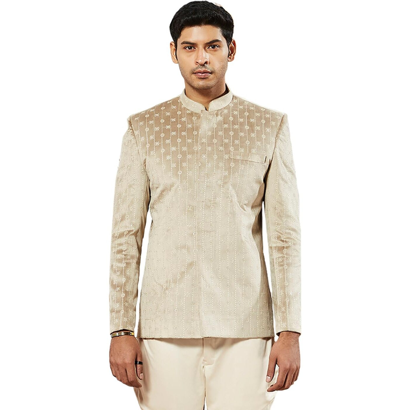 VASTRAMAY Men's Silk Blend Jodhpuri, Velvet Embroidered Jodhpuri For Men, Traditional Indian Wear for Weddings & Festivals