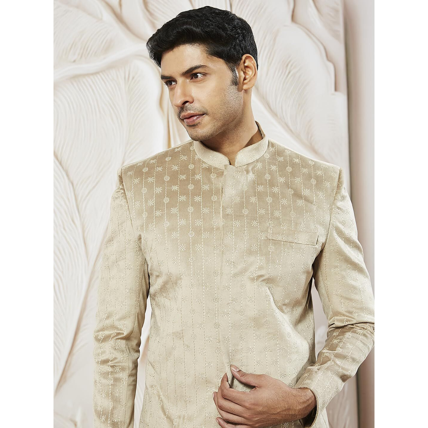 VASTRAMAY Men's Silk Blend Jodhpuri, Velvet Embroidered Jodhpuri For Men, Traditional Indian Wear for Weddings & Festivals
