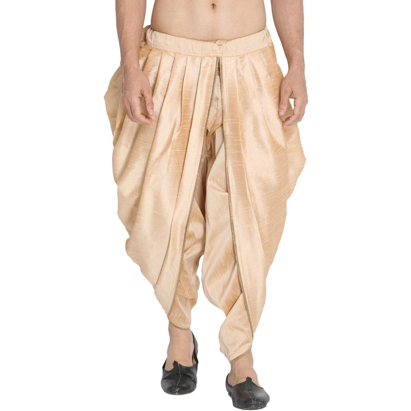 VASTRAMAY Men's Gold Silk Blend Dhoti