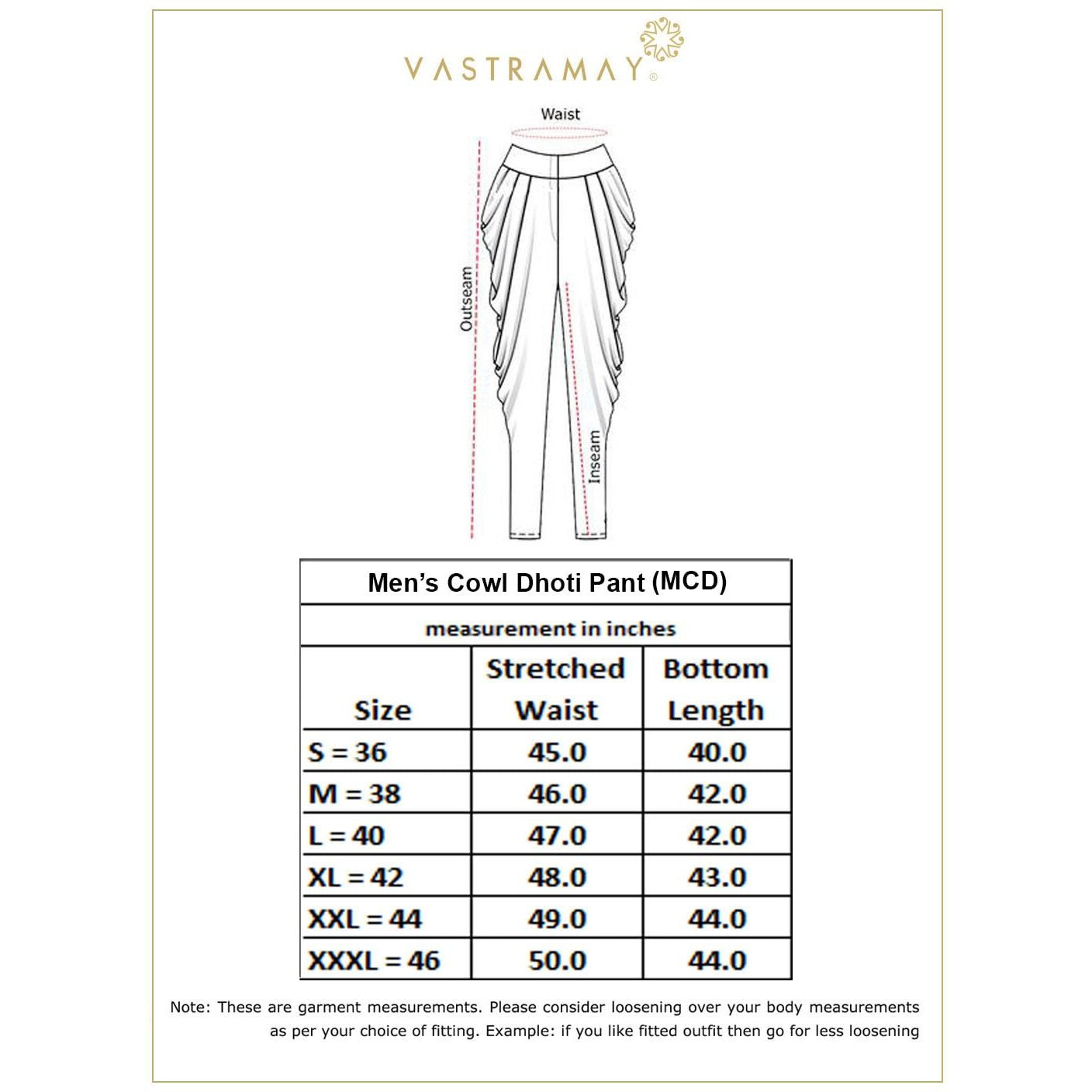VASTRAMAY Men's Gold Silk Blend Dhoti