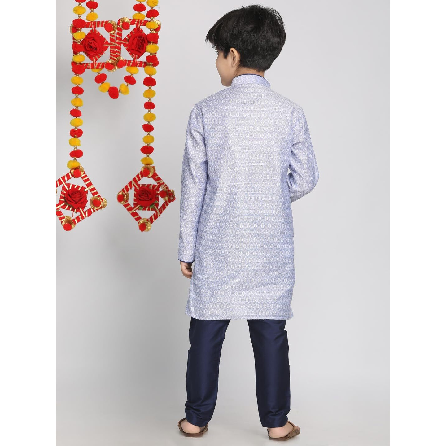 VASTRAMAY Boys' Lavender And Navy Blue Kurta Pyjama Set_VASBK105HWnPVBU_16
