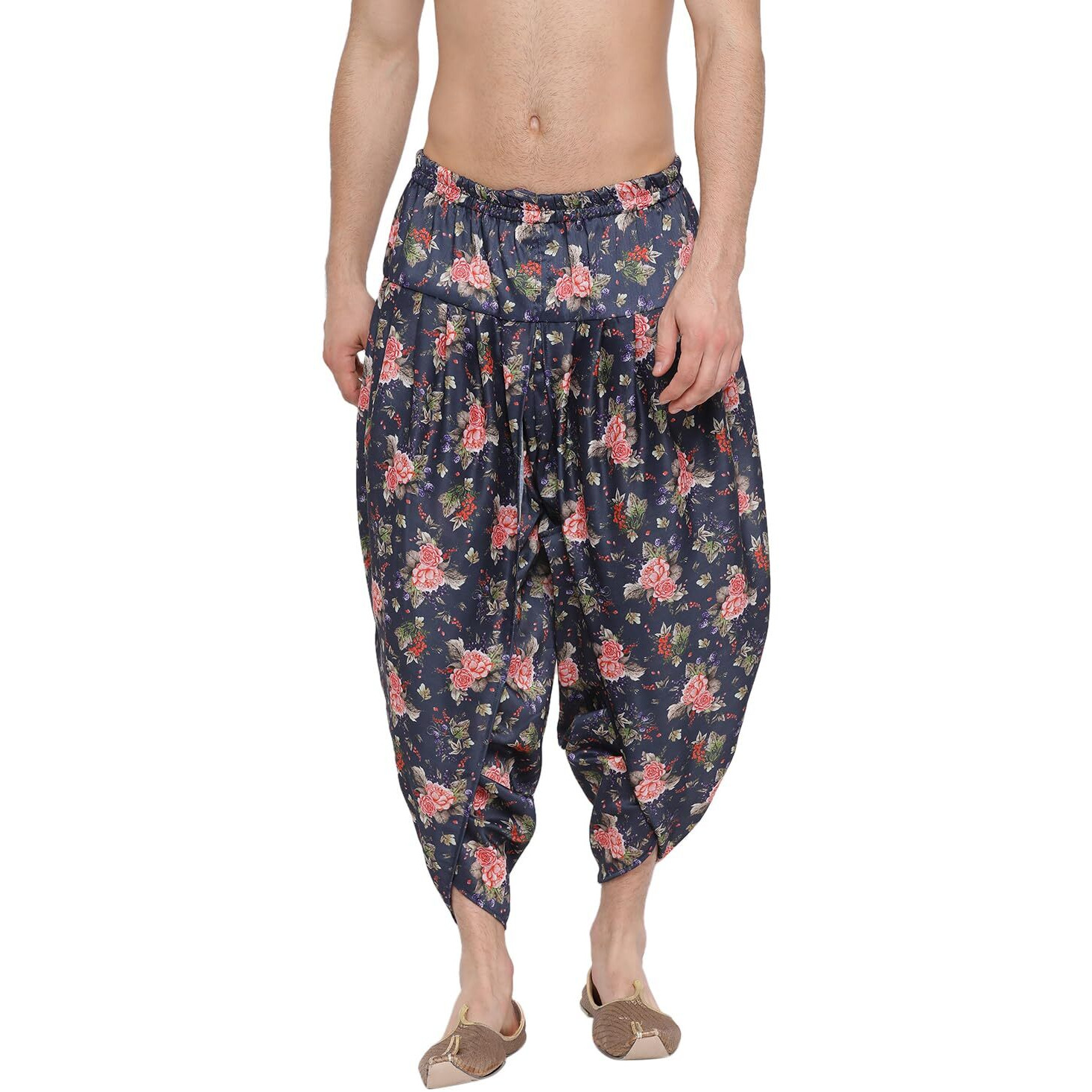 VASTRAMAY Men's Grey Cotton Silk Dhoti_VASMPCD001GY_F