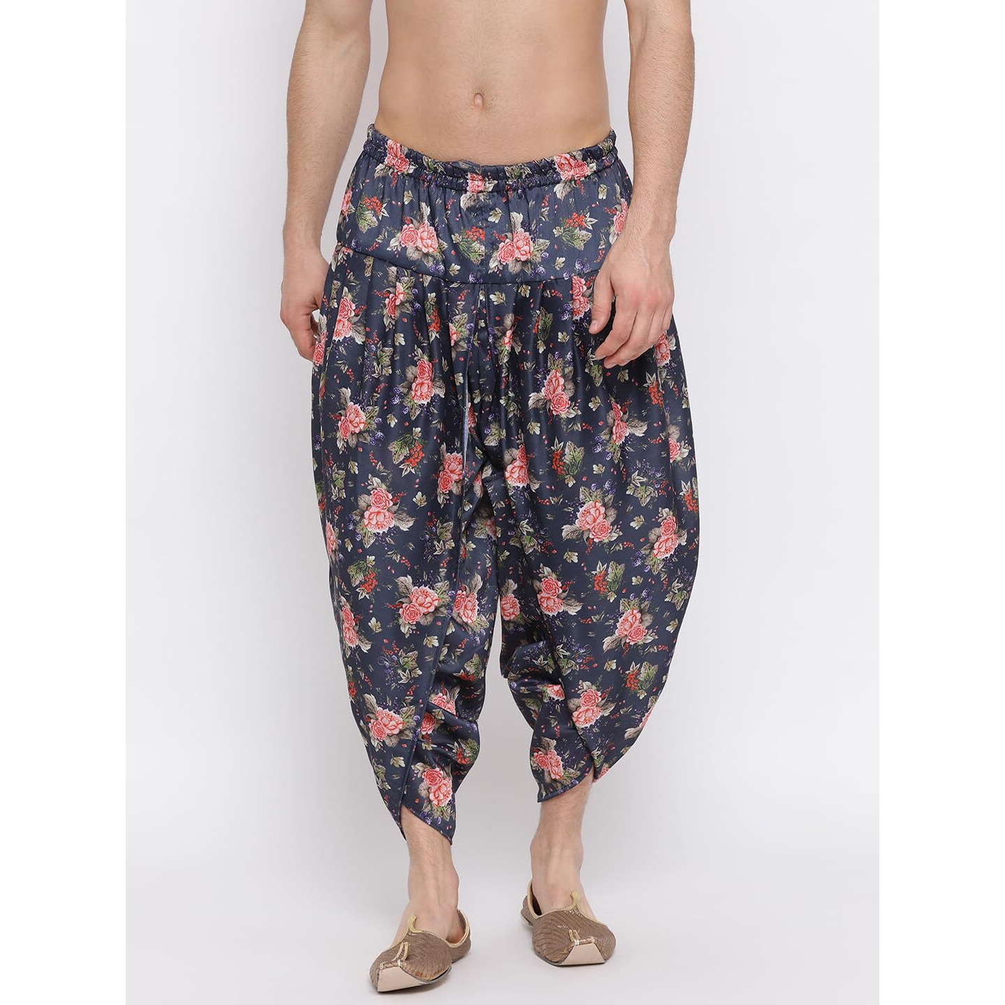 VASTRAMAY Men's Grey Cotton Silk Dhoti_VASMPCD001GY_F