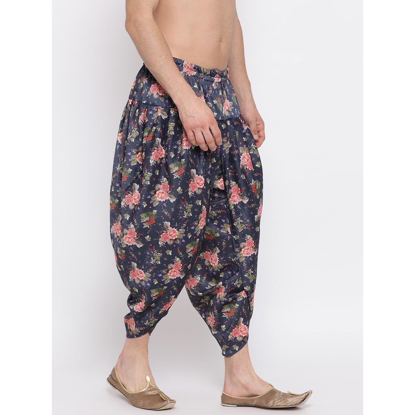 VASTRAMAY Men's Grey Cotton Silk Dhoti_VASMPCD001GY_F