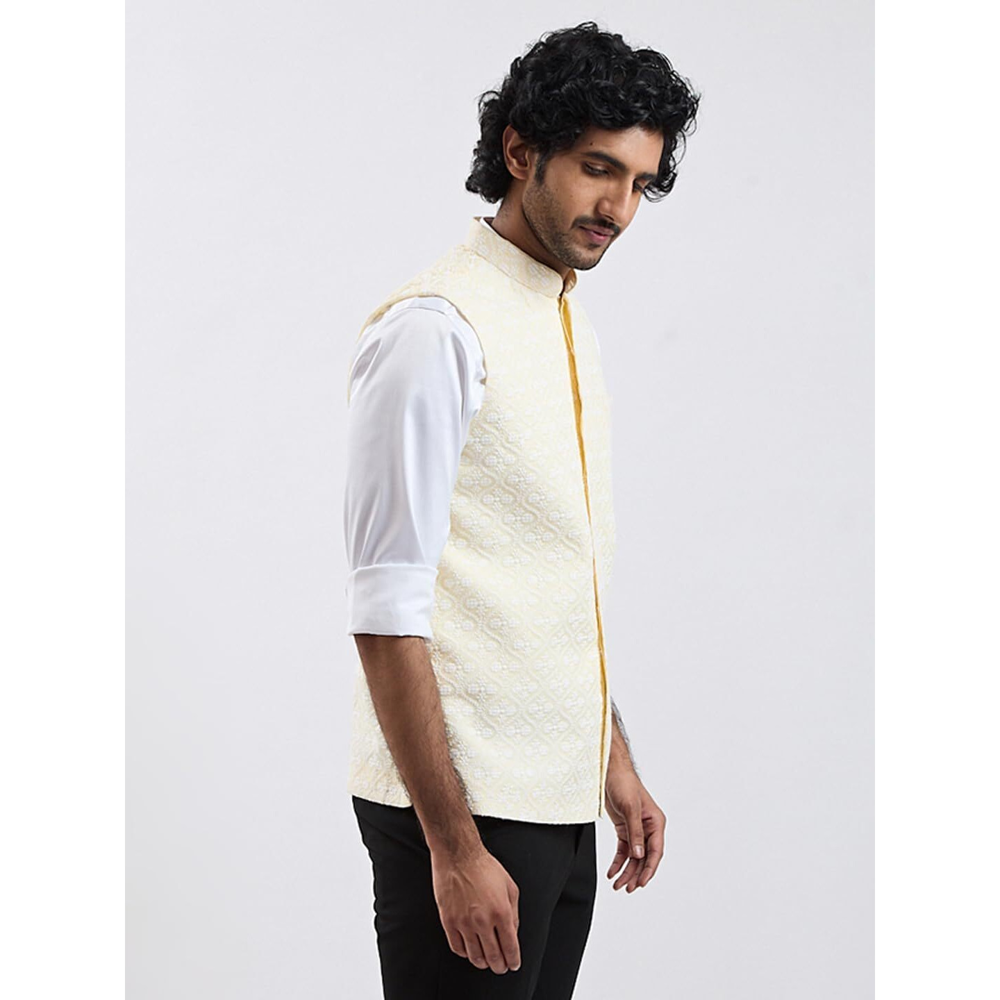 VASTRAMAY Men's Cotton Nehru Jacket I Allover Printed Jacket Regular Nehru Jacket I Fastive Party Wedding Neharu Jackets_VASMJ381YW_42