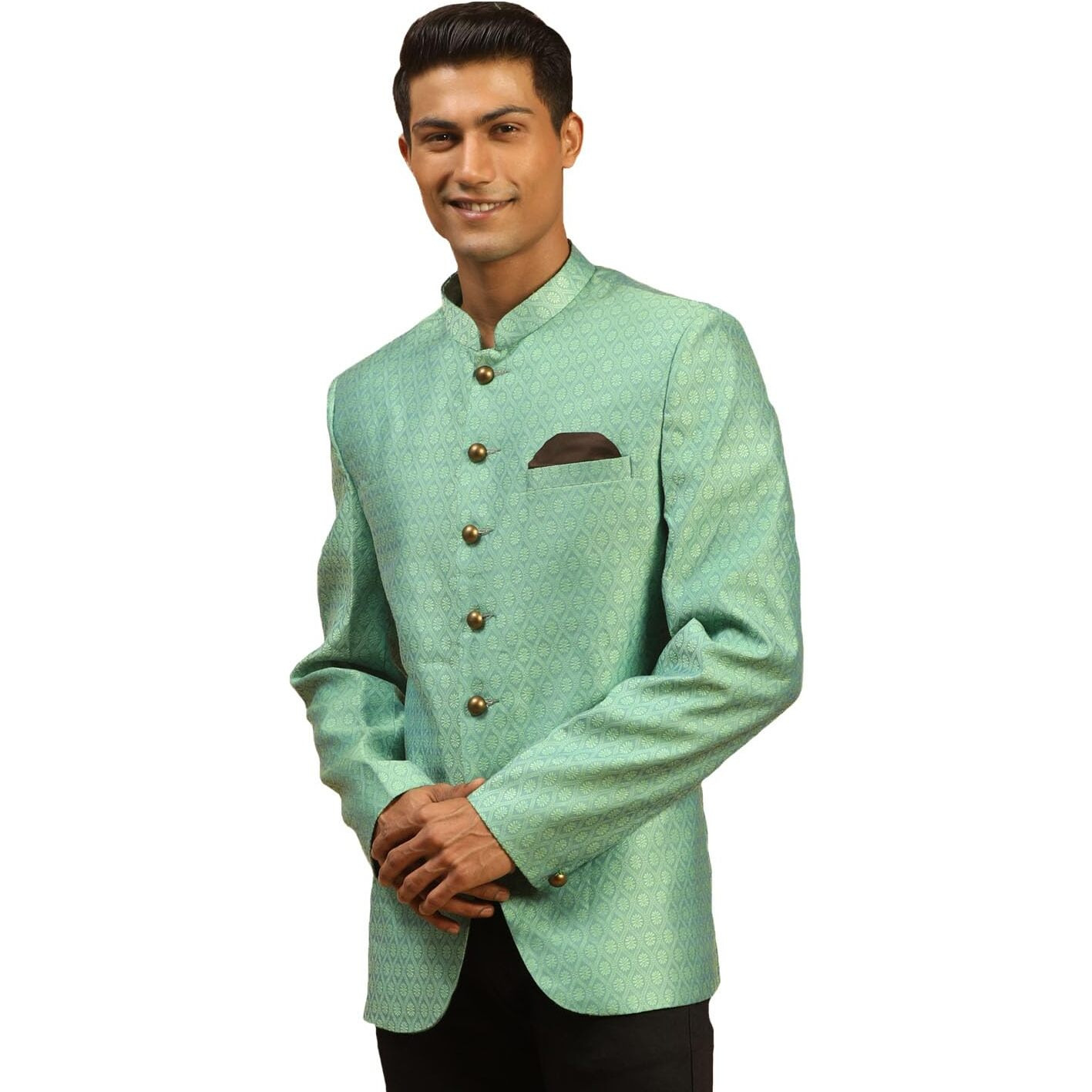 VASTRAMAY Men's Green Silk Blend Jodhpuri_VASMJP011GN_42