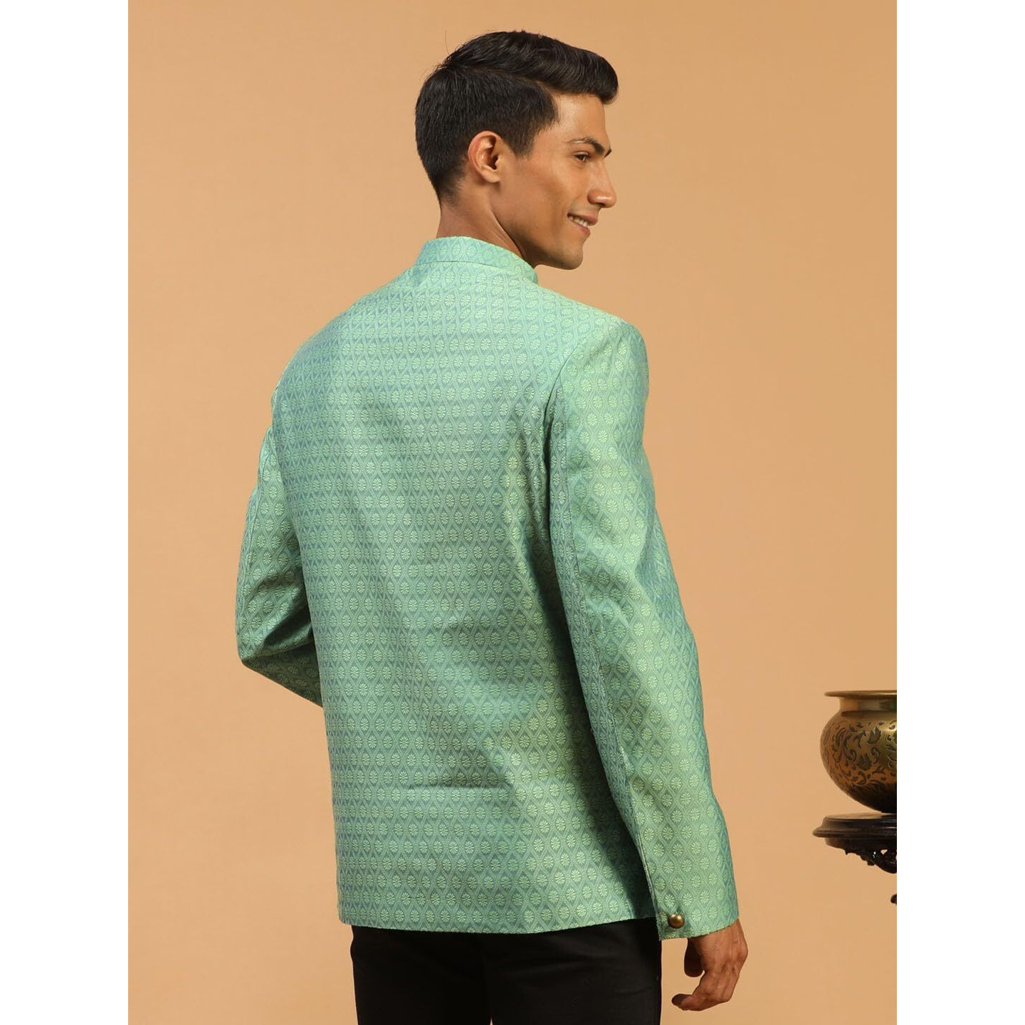 VASTRAMAY Men's Green Silk Blend Jodhpuri_VASMJP011GN_42