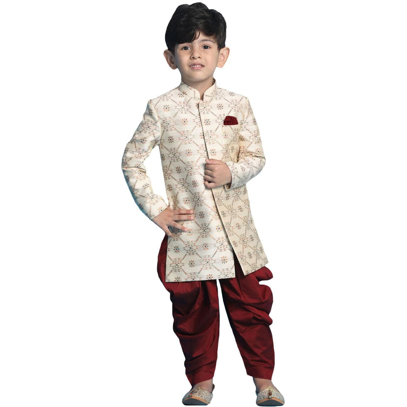 VASTRAMAY Boys' Beige And Maroon Sherwani Set_VASBSW027nCDMA_28