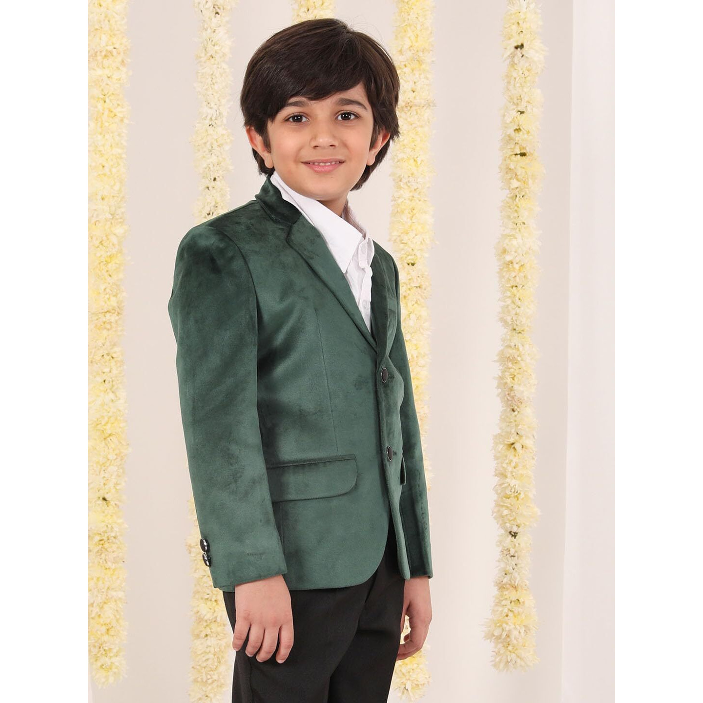 VASTRAMAY Boys' Green Blazer, Single Breasted_VASBCT025GN_36