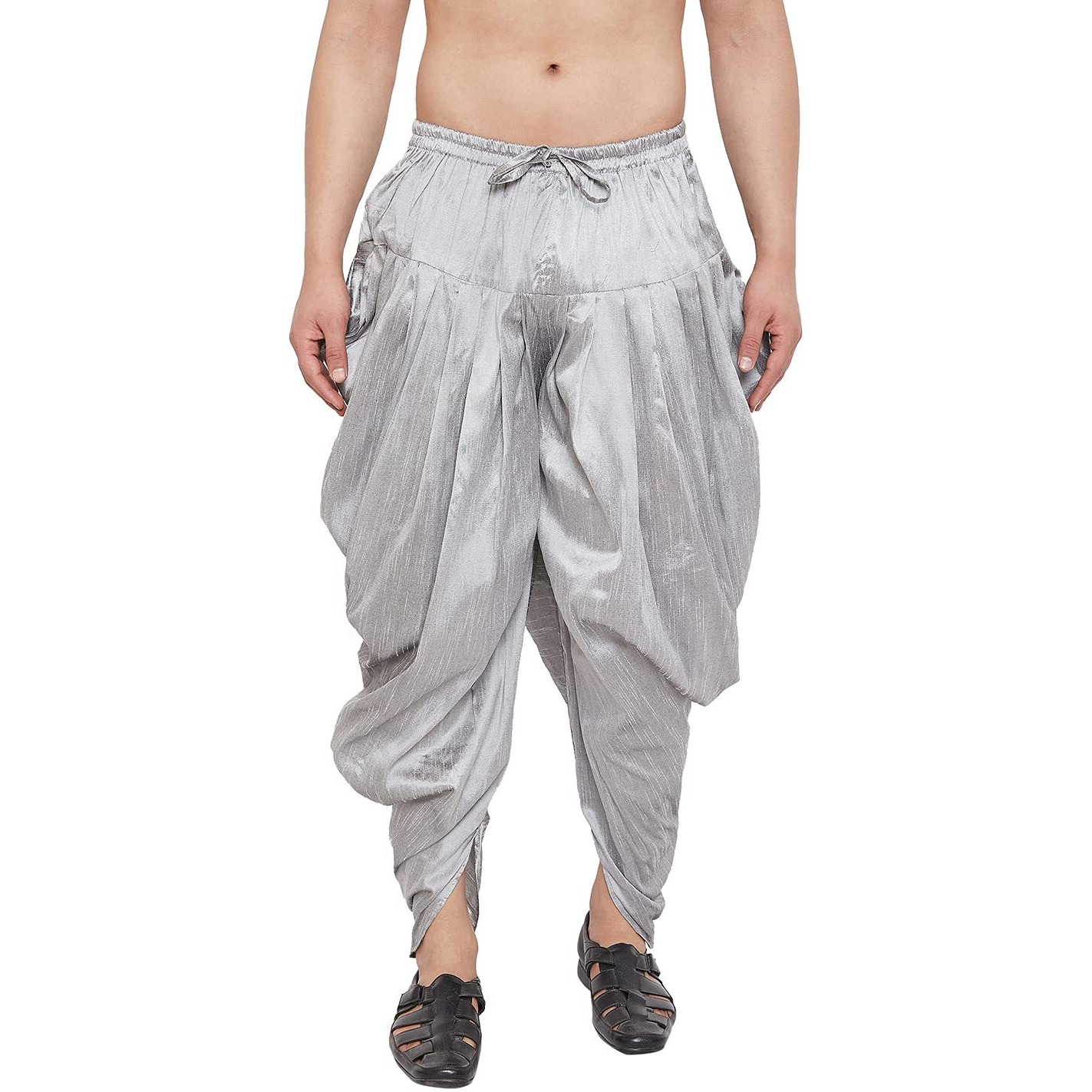 VASTRAMAY Men's Grey Cowl Dhoti (VASMCD007GY_F)
