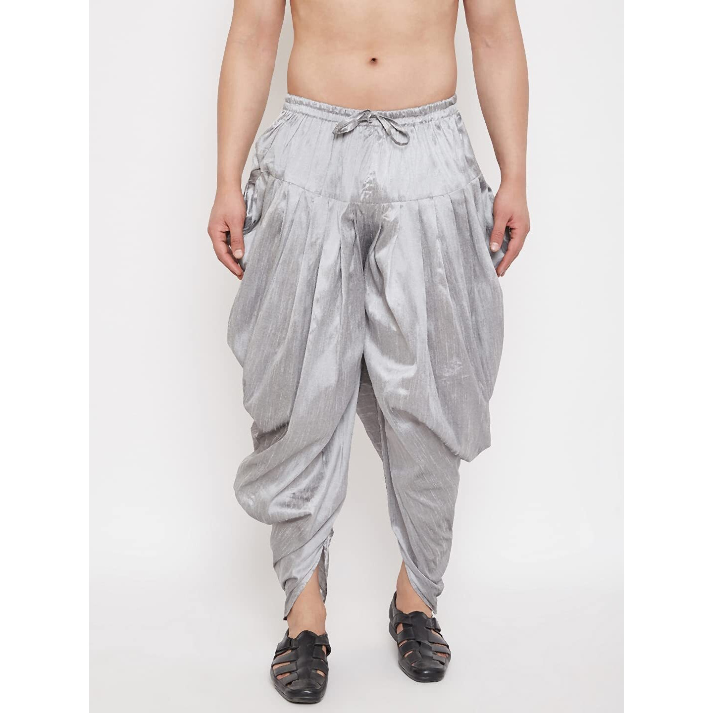 VASTRAMAY Men's Grey Cowl Dhoti (VASMCD007GY_F)