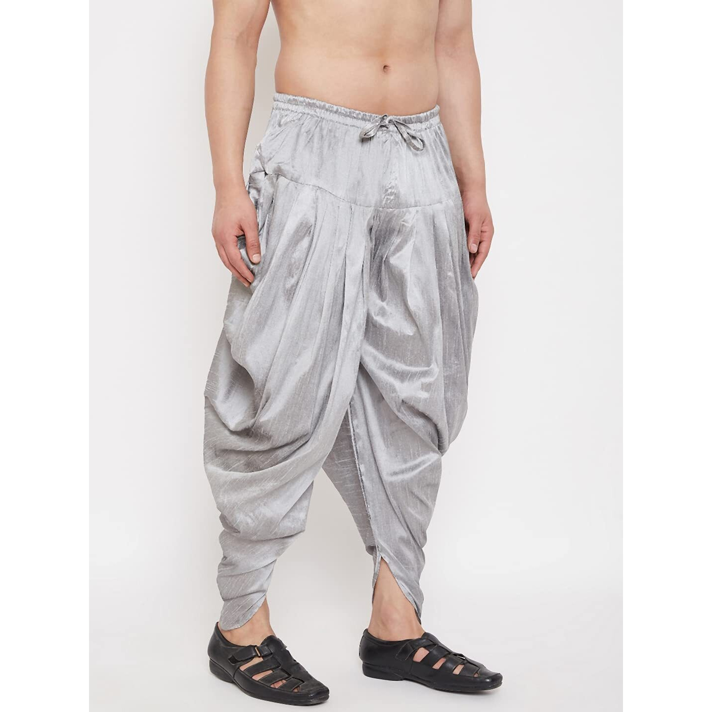 VASTRAMAY Men's Grey Cowl Dhoti (VASMCD007GY_F)