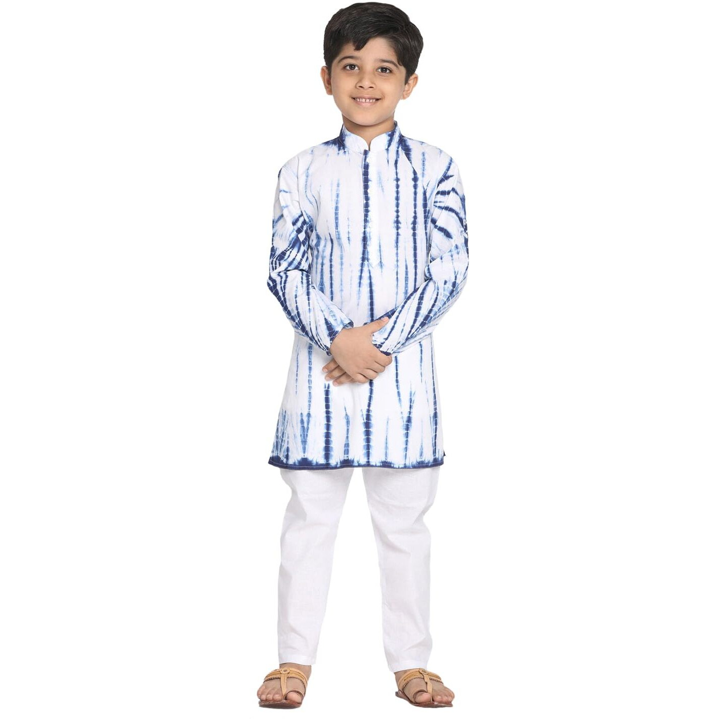 VASTRAMAY Boys' Blue And White Kurta Pyjama Set_VASBK129BUnPCWH_36