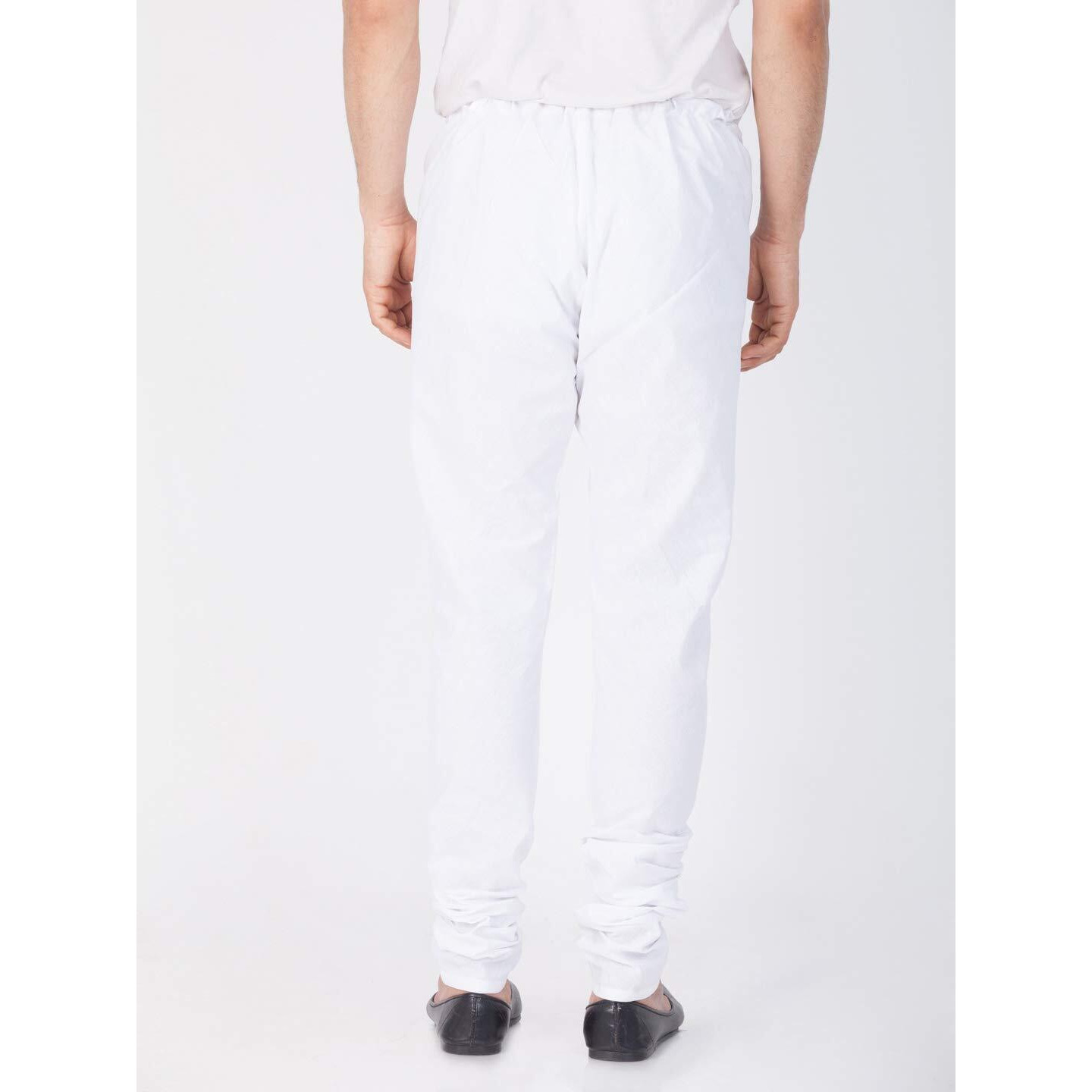 VASTRAMAY Men's White and Gold Cotton And Silk Pyjama Combo (VASMPCWHnMPGO_36)