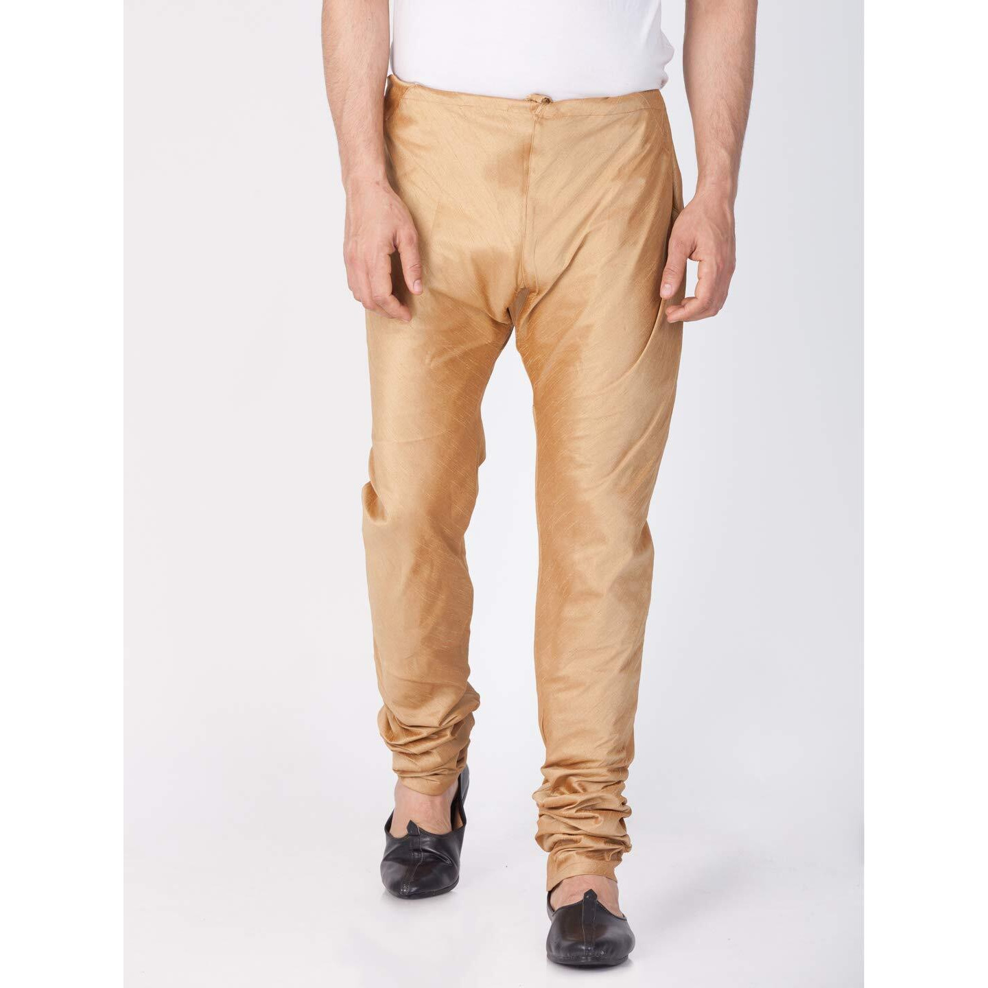 VASTRAMAY Men's Rose Gold And Cream Cotton And Silk Pyjama Combo (VASMPRGnMPLBCR_44)