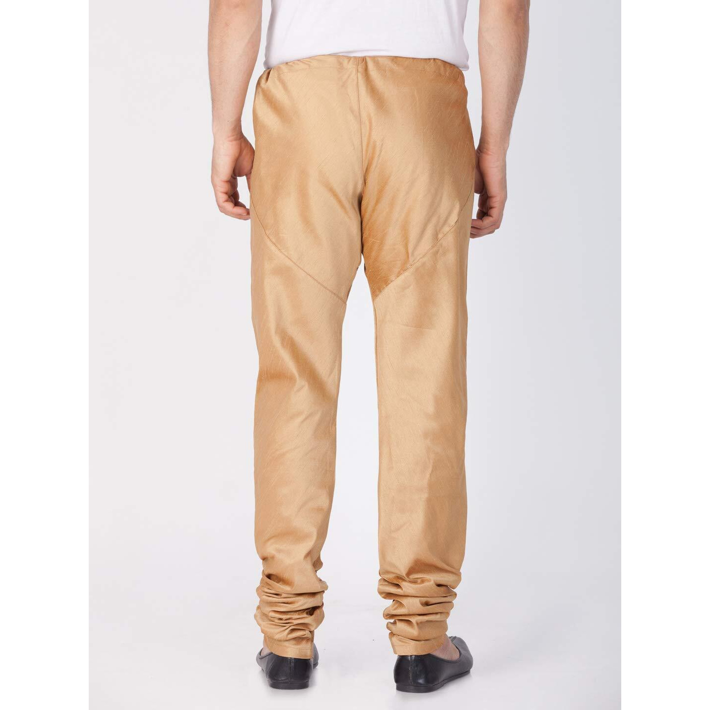 VASTRAMAY Men's Rose Gold And Cream Cotton And Silk Pyjama Combo (VASMPRGnMPLBCR_44)