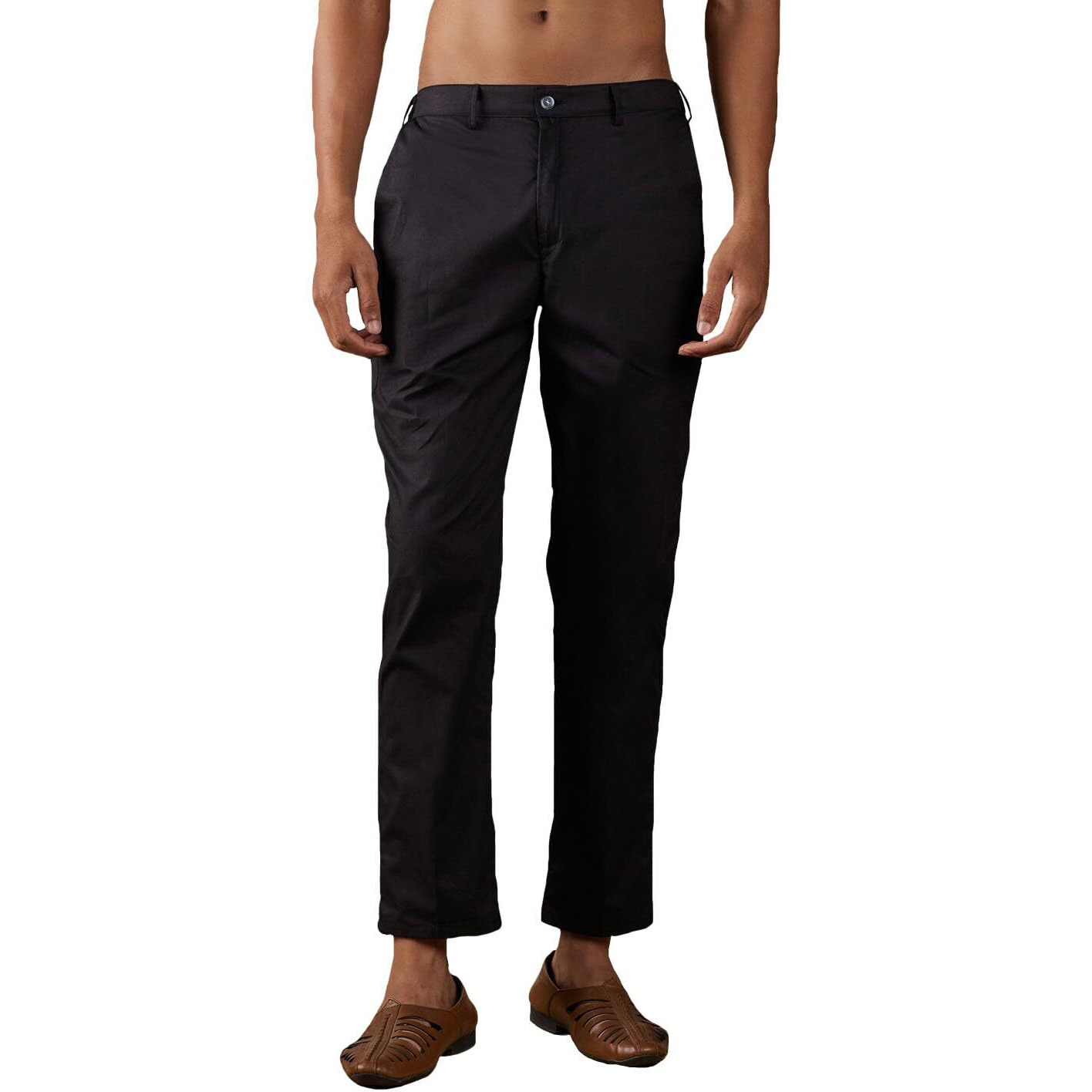VASTRAMAY Men's Black Cotton Pant Style Pyjama | Cotton Lycra Black Pant Style Pyjama With Elastic Waistband And Pockets - Comfortable for Weddings, Festivals