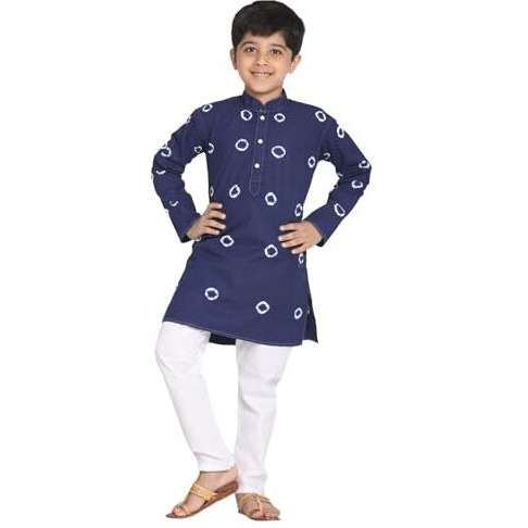 VASTRAMAY Boys' Blue And White Kurta Pyjama Set_VASBK130BUnPCWH_36