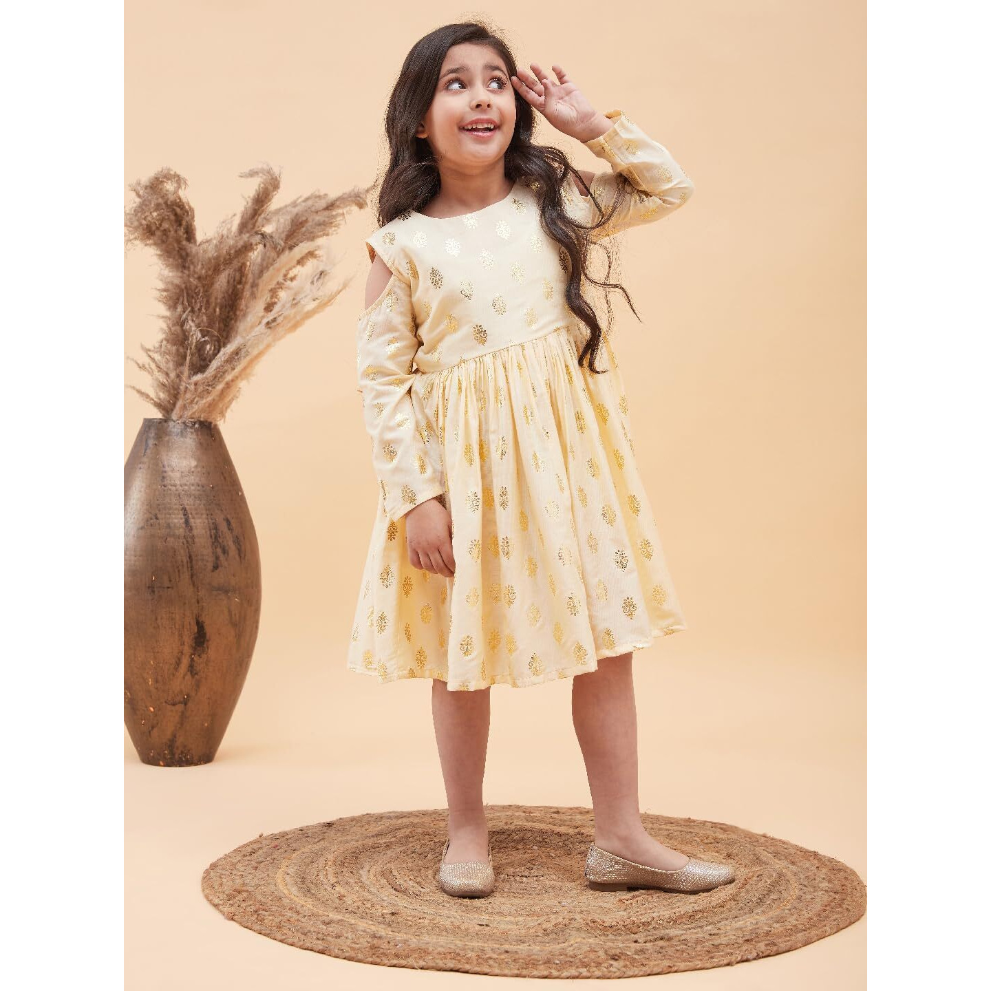 VASTRAMAY Girls' Cream Ethnic Dress_VASGK008CR_30