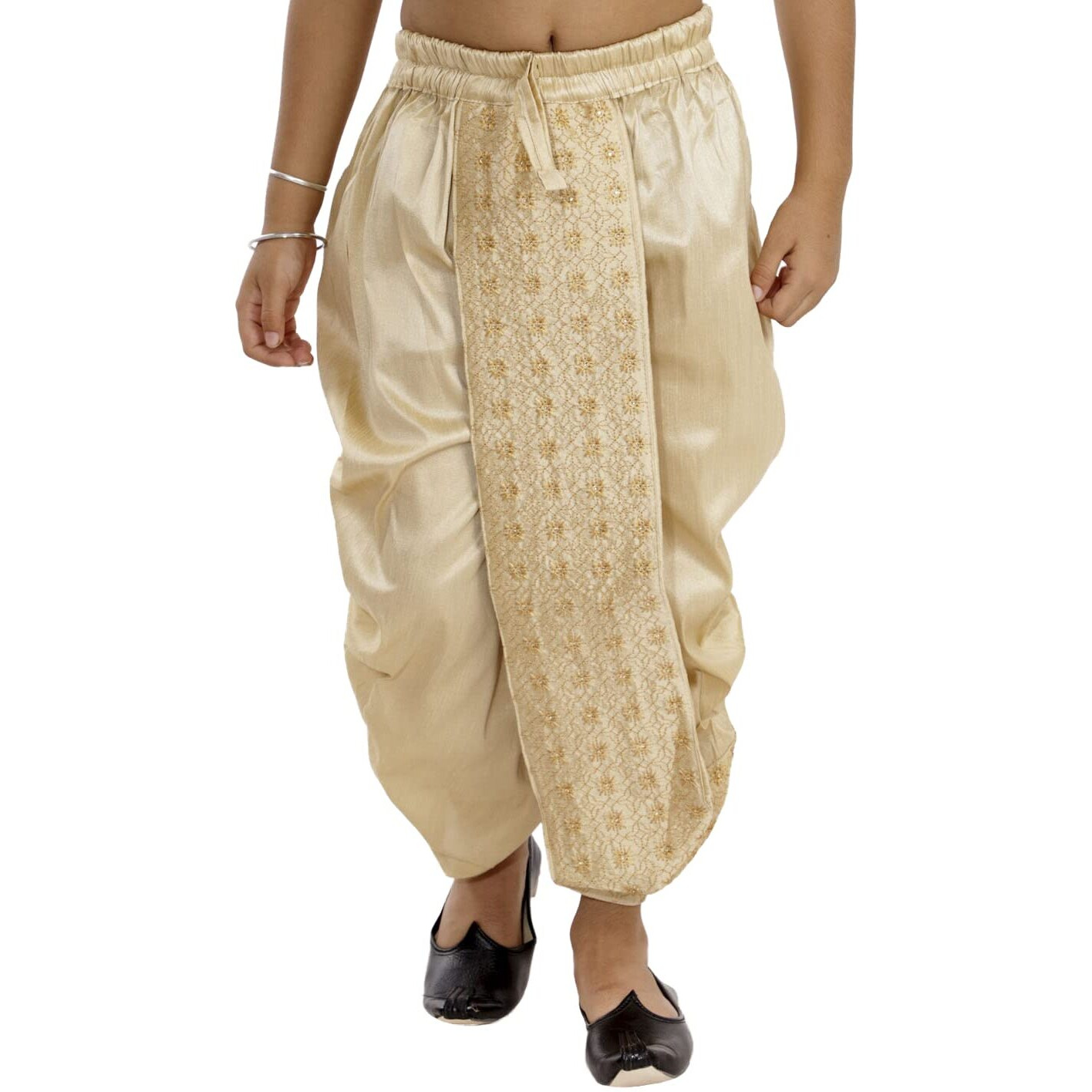 VASTRAMAY Boys' Gold Traditional Embroidered Dhoti_VASBDT010GO_20