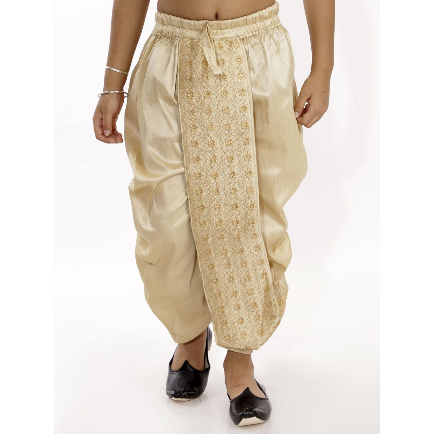 VASTRAMAY Boys' Gold Traditional Embroidered Dhoti_VASBDT010GO_20